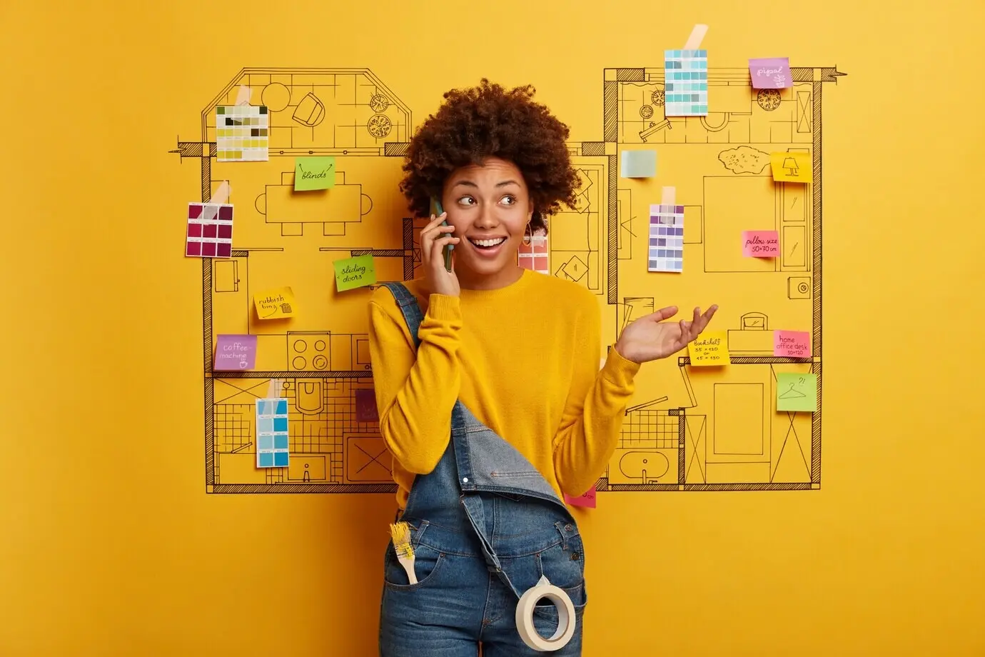 A portrait of a beautiful young woman gesticulating.